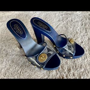 Vintage Coach Cagney Blue Wooden Heels